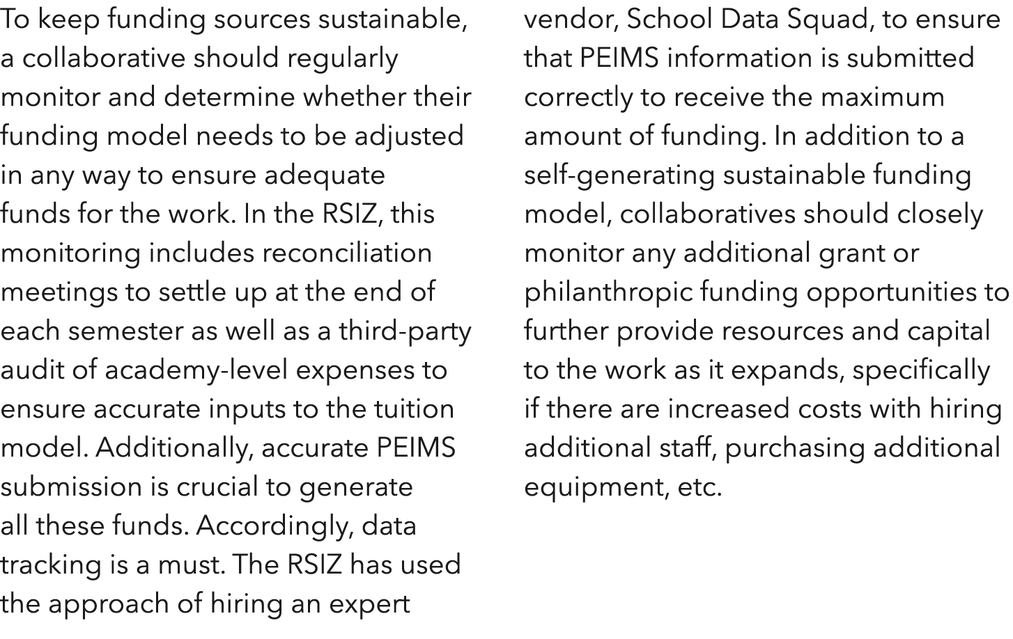 To keep funding sources sustainable, a collaborative should regularly monitor and determine whether their funding mod   