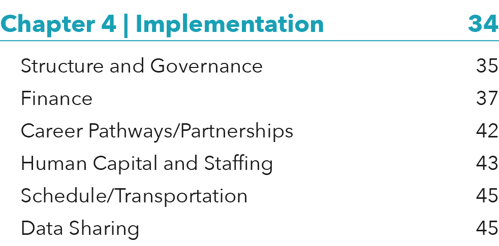 Chapter 4   Implementation 34 Structure and Governance 35 Finance 37 Career Pathways Partnerships 42 Human Capital an   