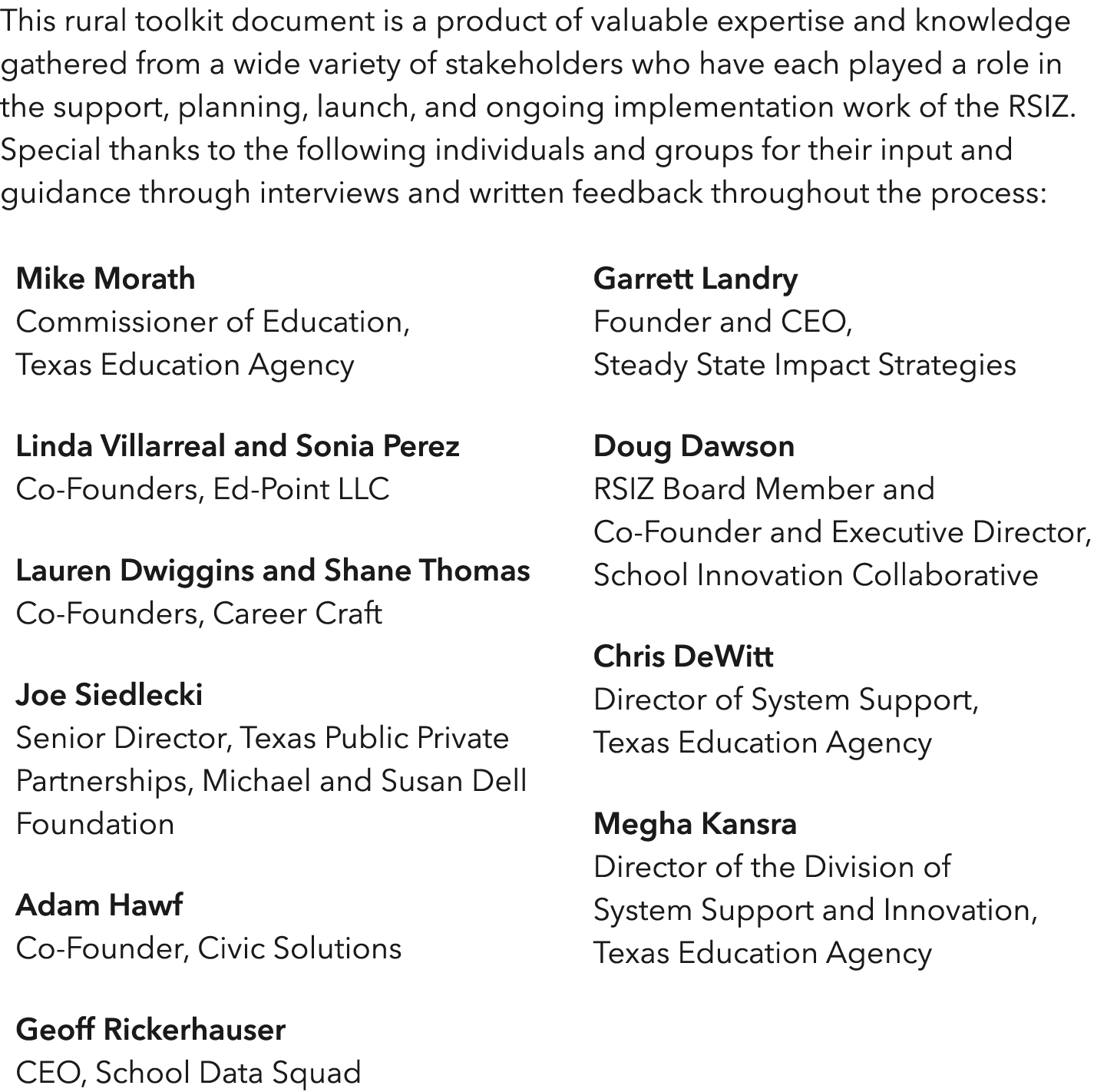 This rural toolkit document is a product of valuable expertise and knowledge gathered from a wide variety of stakehol   