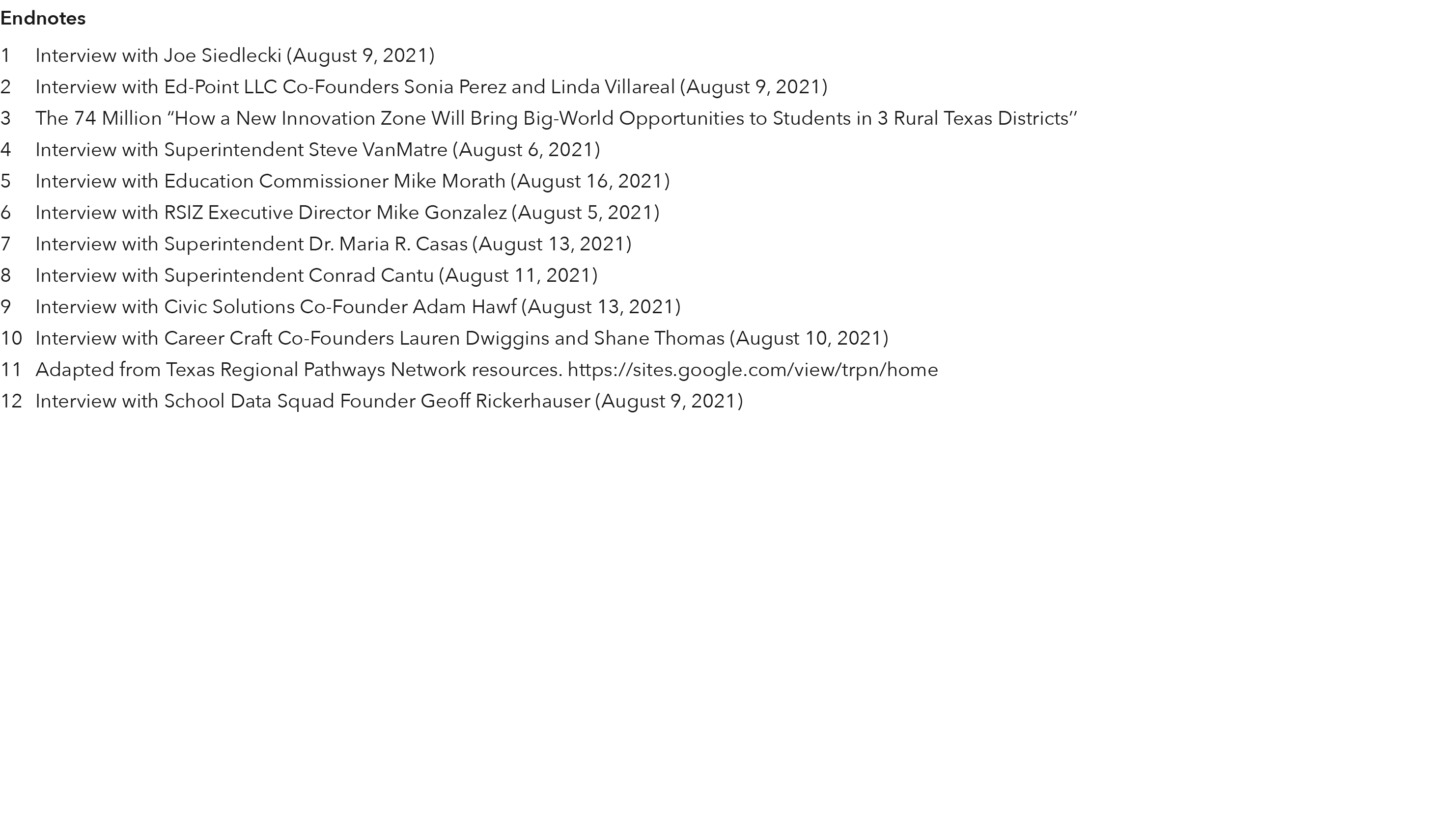 Endnotes    Interview with Joe Siedlecki (August 9, 2021)     Interview with Ed-Point LLC Co-Founders Sonia Perez and   