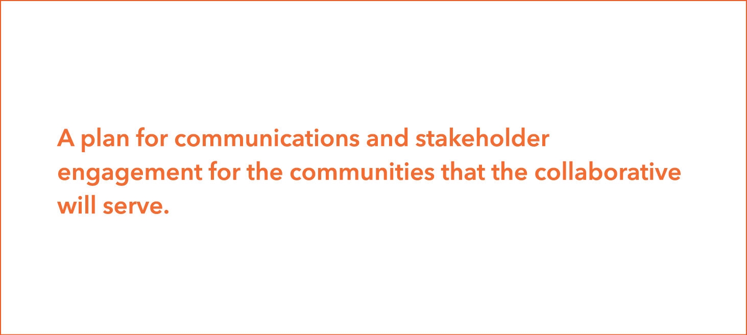 A plan for communications and stakeholder engagement for the communities that the collaborative will serve  